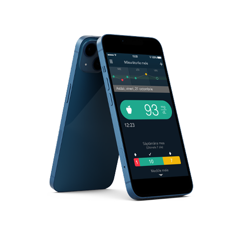 Smartphone screen showing CONTOUR DIABETES app in use